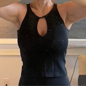 Trina Turk Black Fitted Cut Out Tank Top